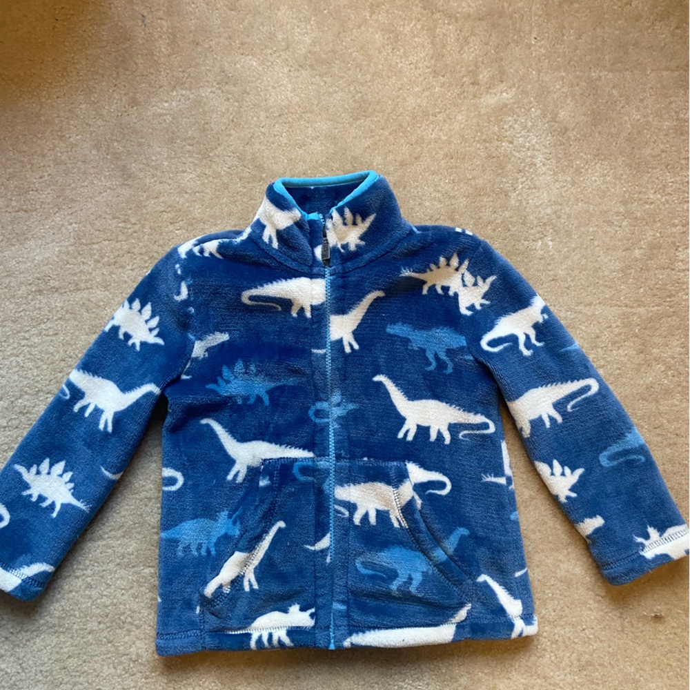 Hatley Blue and White Dinosaur Fleece Jacket